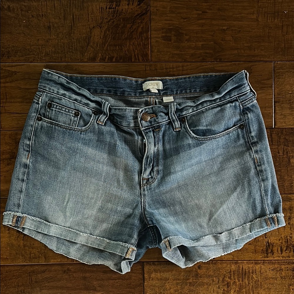 J. Crew Blue Jean Shorts with Cuffed Hem